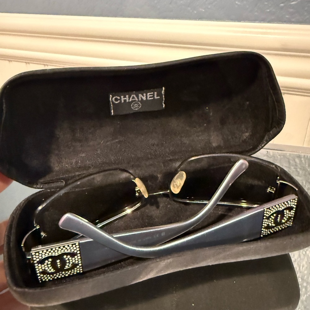 CHANEL Black Sunglasses with Silver Accents